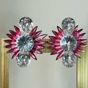 Unmarked WENDY GELL 1980s BOLD Oversized Clip Faceted EARRINGS